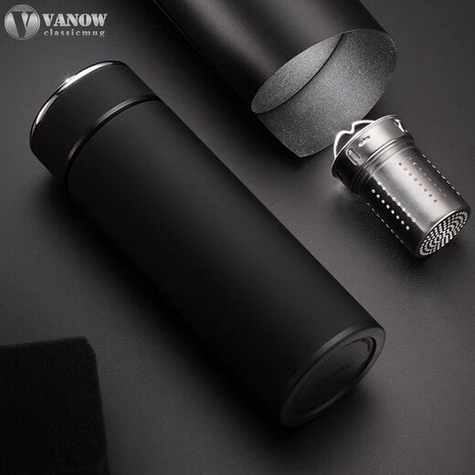 Vanow Father's Day Thermos Cup Men and Women's Tea tasse haut de gamme 316 acier inoxydable Gravure personnalisée Business Gift Water Cup Business Black