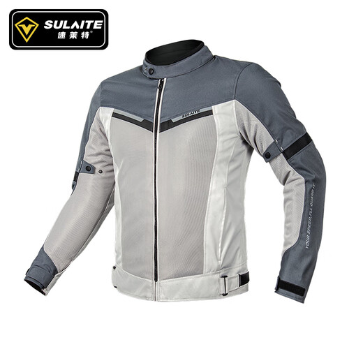 SULAITE Summer Cycling Suit Men's Motorcycle Rally Suit Motorcycle Suit Anti-fall Breathable Rider Suit Women's Jacket Coat Rally Suit Beige [Slow Rebound Protective Gear/Breathable Mesh] XL