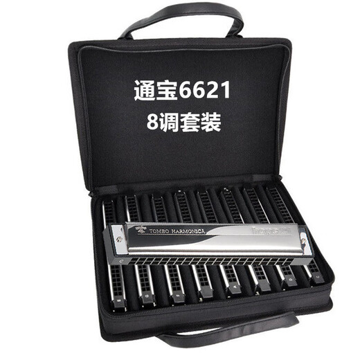 通宝日本进口通宝TOMBO口琴6621复音12调7调套装成人初学高级演奏乐器 21孔 通宝6621复音【七调套装】（送伴奏u盘）
