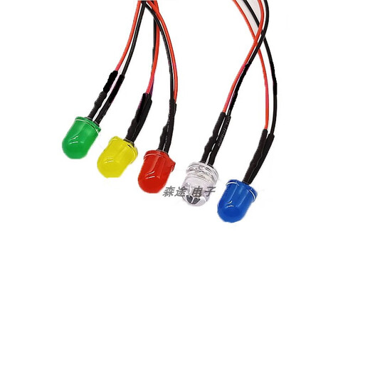 F10 LED small light bulb with wire 10MM light-emitting diode 3V6V12V24V220V small equipment power indicator light red light (5 pieces) 220V