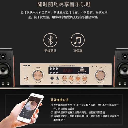 先科（SAST） 定阻蓝牙功放机家用大功率功放5.1家庭影音影院环绕立体攻防数字公放空放音响小功放器 定阻400W蓝牙功放