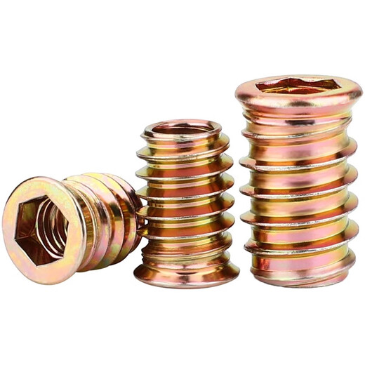 Tianzhuo Hardware Woodworking Internal and External Thread Nuts Countersunk Hexagonal Furniture Nuts Embedded Parts Trapezoidal Screw Caps MM4M5M6M8M10 with Intermediate M4*10 (50 pcs) Zinc Alloy