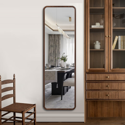 Babuchi full-body mirror black walnut dressing mirror medieval style solid wood floor-standing mirror imported villa mirror wall hanging large apartment 40*150 imported black walnut