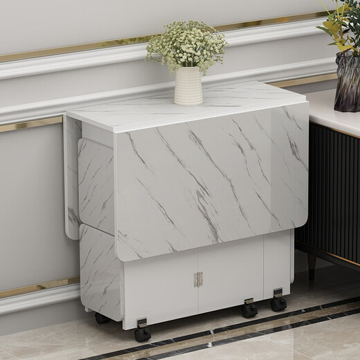 KULIN folding dining table household white table top with storage cabinet removable small apartment dining table retractable