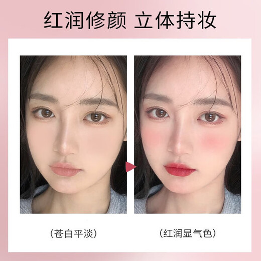 Carslan Blush Highlight All-in-one Palette Nude Makeup Matte Natural Blush Cream Women's Matte Contouring and Brightening Skin Color Three-in-One Rouge 04 Lost Rose