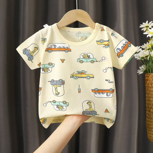 Well-behaved children's short-sleeved tops summer boys and girls pure cotton T-shirt cartoon children's short T-shirt - love 120CM