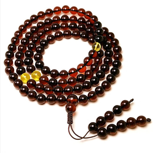 Amber style, one thing, one picture, one certificate, amber bead bracelet, 108 necklaces, men's and women's bracelets, prayer beads, beads, 35.89 g, 8 mm