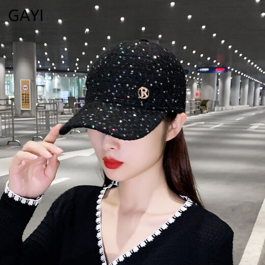 JIASHENGXI Baseball Cap Women's Korean Style Trendy Hat Women's Autumn and Winter Fashion Internet Celebrity Sun Hat Sun Hat Thick Peaked Cap Black Adjustable
