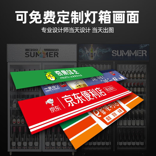 喜莱盛 展示柜冷藏移动门 饮料柜滑门商用冰箱立式保鲜柜便利店超市冰柜啤酒柜冷饮柜 双门-滑动门 高端蓝白688L 直冷