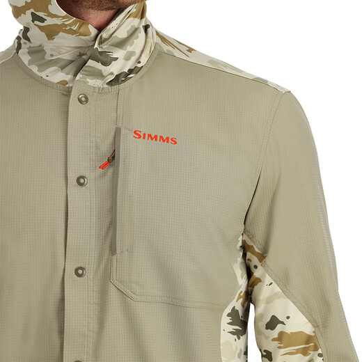 
SIMMS hooded shirt men's spring and summer sun protection clothes INTRUDER long-sleeved fishing sun protection clothes casual top comfortable and breathable PG-13559 gray-white plaid M