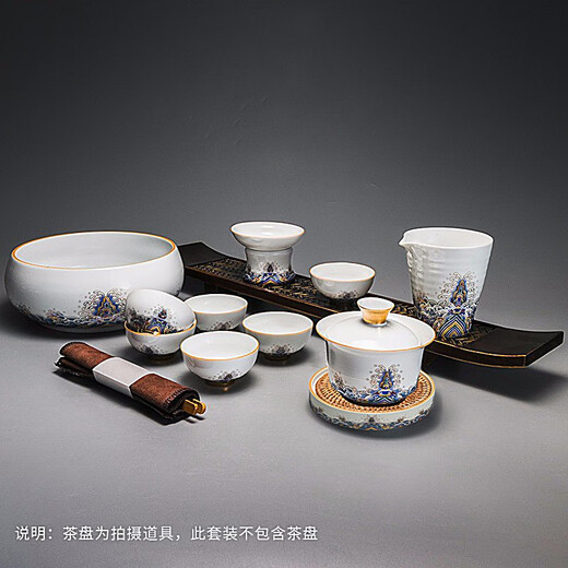 Rongshantang enamel colored bubble tea cup, ceramic master cup, single cup tea cup, fair cup, covered bowl, tea washing pot, teapot, kung fu tea set, gold wire enamel covered bowl