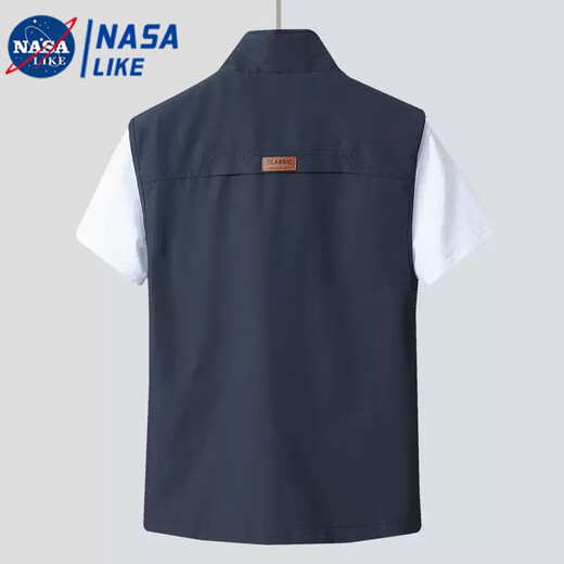 NASALIKE男士马甲2025夏季休闲透气钓鱼马夹外套青中老年速干背心男款坎肩 藏青 XL 建议140-155斤