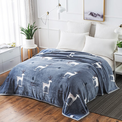 Jiuzhou Deer Blanket Flannel Blanket Small Throw Blanket Nap Blanket 100*140cm Note that it is thin and small Office Knee Blanket