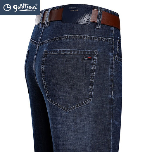 Goldlion 2024 Frühlings- und Sommer-Jeans für Männer für Männer mit mittleren Alters, die hohe Qualitätshosen dünn B-3882 Zhonglan 29