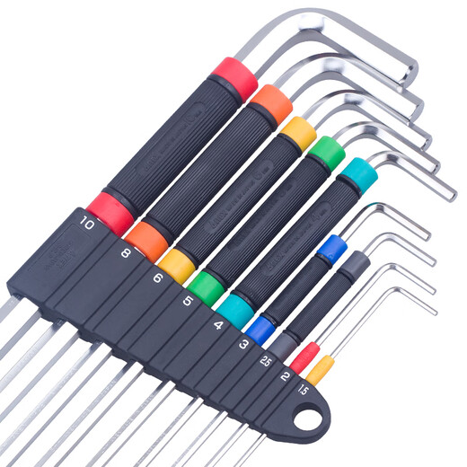 Anex Marke (Anex) importierte japanische Schraubenschlüssel extra Länge kugelförmiger hexagonaler Schraubenschlüsselkugel Head Hexagonal Schlüsselschlüssel Set HB5009 (1,5 mm-10 mm) 9-Pack
