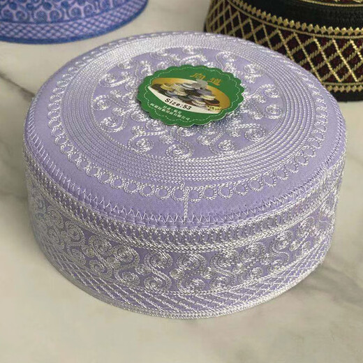 Hong Kong Rou summer Hui hat men's ethnic minority men's small white hat Xinjiang Linxia embroidered hat white embroidered 55