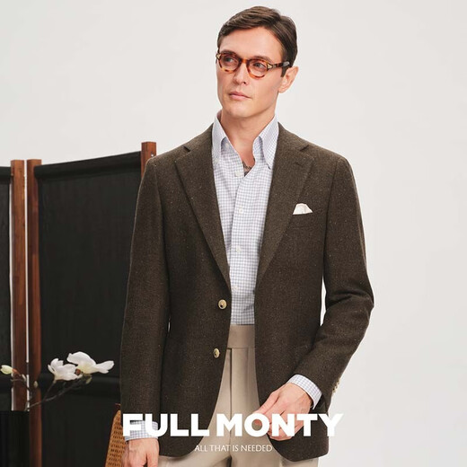 Full Monty Wollanzug Jacke Männer grünes Fischgrätenanzug Top Casual Single Green 3375 42