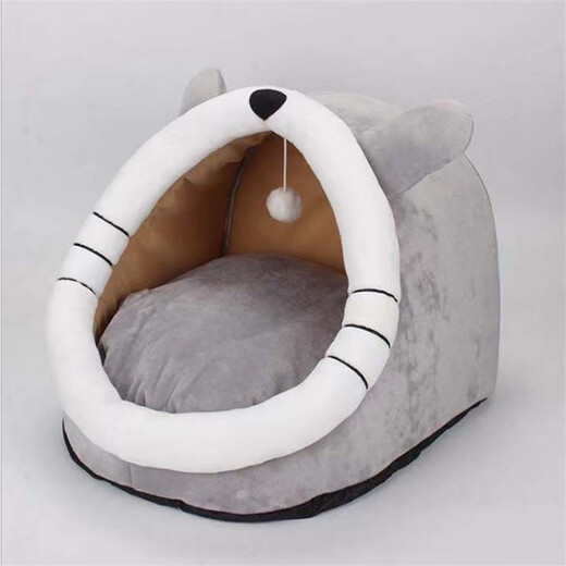 Hanyao Yixiao cat and dog house for all seasons, cat and dog house, cat house, cat house and dog house, winter cat villa, semi-enclosed pet house, beard, size M (40*38*34), suitable for about 9 Jin [Jin is equal to 0.5 kg]