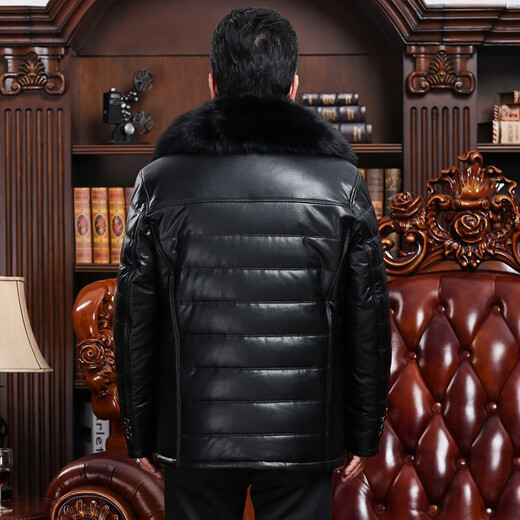 Playboy (PLAYBOY) middle-aged and elderly leather jacket men's winter clothing plus velvet and thickened dad's leather cotton coat warm jacket elderly winter cold-proof cotton-padded jacket black XL