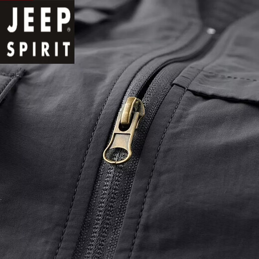 JEEP SPIRIT[无领]夏季男士马甲休闲多口袋轻薄款背心速干工装钓鱼背心坎肩装 灰色 XL 135-155斤