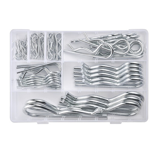 JINGGONG B-type pin R-type pin elastic cotter pin set Iron galvanized wave pin R-shaped pin bayonet hairpin lock pin B-type pin set box + cotter pin set box 200 pieces galvanized