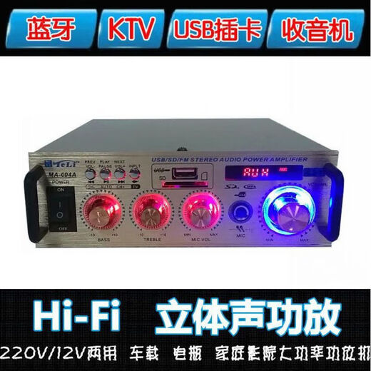 桐汝壁适用于蓝牙功放机家用大功率迷你小型功放器220V12伏车载插卡FM收 BT699D(有蓝牙)