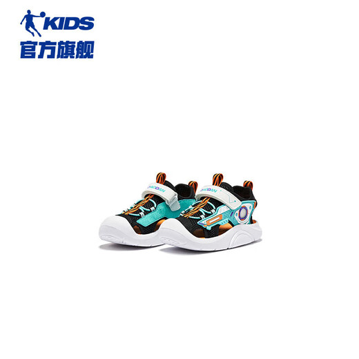 Jordan Boys Sandals Children's Summer Baotou Children's Shoes Children's Breathable Beach Shoes Black/Spring River Green 28