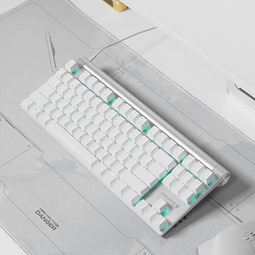 樱桃（CHERRY）MX8.0 机械键盘 游戏键盘 87键盘TKL 旗舰款有线键盘 电脑键盘 合金外壳RGB混光键盘 白色青轴