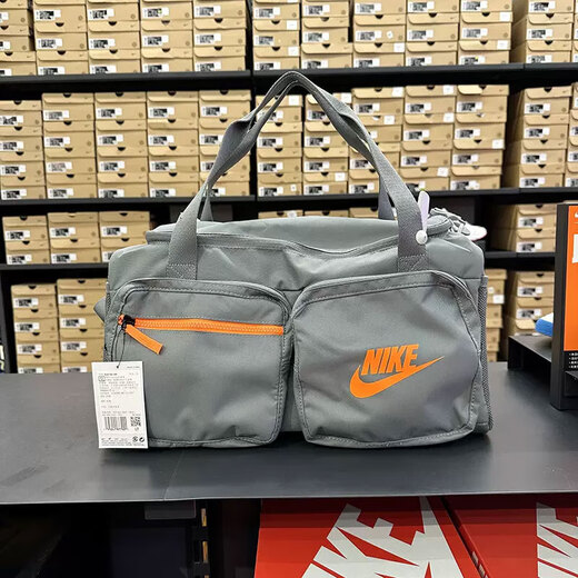 耐克（NIKE）手拎包男包女包新款健身包桶包行李包大容量斜挎包运动旅行单肩包 BA6169-084/烟灰/荷兰橙 MISC