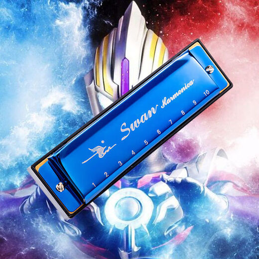 SWAN Swan harmonica Ultraman Orb Red Kai's same harmonica for beginners, primary school students and children's self-study introduction Swan 10-hole blue + teaching video + Orb music score