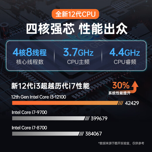 酷开 创维电脑  英特尔台式电脑商务办公家用主机（12代酷睿i3-12100 16G 512G SSD 无线WiFi 5G）