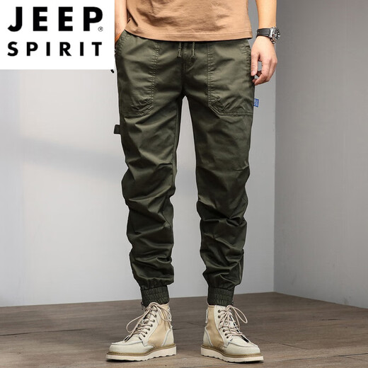 Jeep Spirit Casual Hosen für Herbst Herbst Neue lose trendige Binden im Freien Sportkleidung lange Hosen für Männer 679 Militärgrün 32