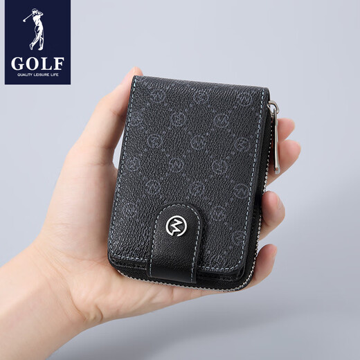 高尔夫（GOLF）时尚印花卡包商务男士时尚钱包便捷小巧驾驶证位相片位礼物 黑色
