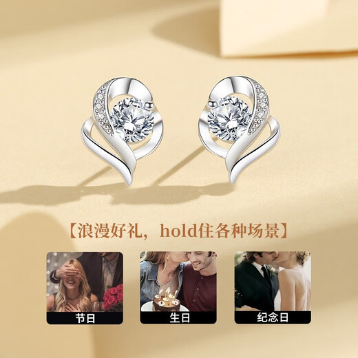 China Gold (CHINA GOLD) I Have You in My Heart Silver Earrings for Women Topaz Silver Earrings Girls Birthday Gifts for Girlfriends and Wife Wedding Anniversary I Have You in My Heart Earrings-Topaz Jingsuda