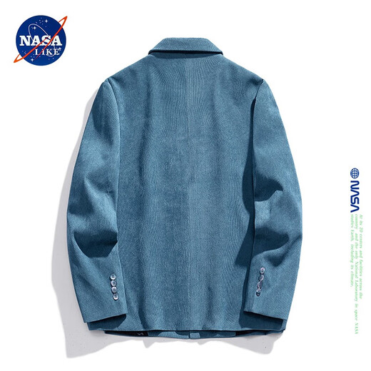 NASA LIKE官方潮牌休闲西装外套男春秋季宽松灯芯绒西服青年高级感小西服 蓝色 L（建议125-140）