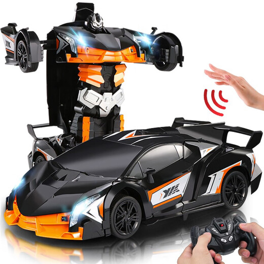 Gestenerkennung Verformung Fernbedienung Auto Kinder Ladung Rennwagen King Kong Roboter Boy Toy Car 3-6 Jahre alt 8 [Fernbedienungsgriff] D829 Bugatti-Orange Medium Distance Dual Electric [zwei Sätze wiedererlösbarer Lithiumbatterien]