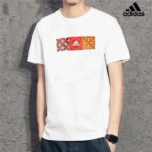 adidas kurzärmeliges T-Shirt Herren 2024 Sommer New Sportswear Running Cotton Casual Top Round Hals atmungsaktivem halbärmeligem T-Shirt Hi3291/White Pure Cotton/Shop Manager Empfehlung XL/185/104a