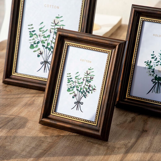 Impression Space American photo frame table 6 inches 7 inches 8 inches 10 12 inches A4 retro photo frame wall-mounted children's photo rack custom size retro coffee 6 inches (dual-purpose hanging pendulum) inner diameter 10.2*15.2