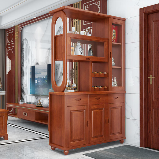 Pangdonglai Qualität Eingang Eingang Eingang Eingang Eingang Eingang Eingang Eingang Eingangstür Festes Holz Wohnzimmer Trennschrank Veranda Schuhschrank chinesische zweiseitige Weinschrank gegen Wandwein 1,2 Meter Walnussfarbe (9902) Baugruppe x Rahmenkonstruktion