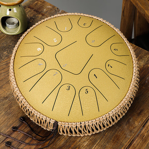
hluru Luru Ethereal Drum 12 inch 13 tone hollow drum children students beginner adult professional percussion instrument gift [triangle style] 12 inch 13 tone stone green + stand + big gift bag