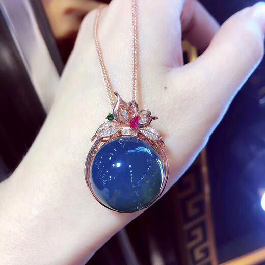 Dominican blue amber set, pure water sky blue amber pendant, large particle amber beeswax ring, new earrings, blue amber set (ring + pendant + earrings)