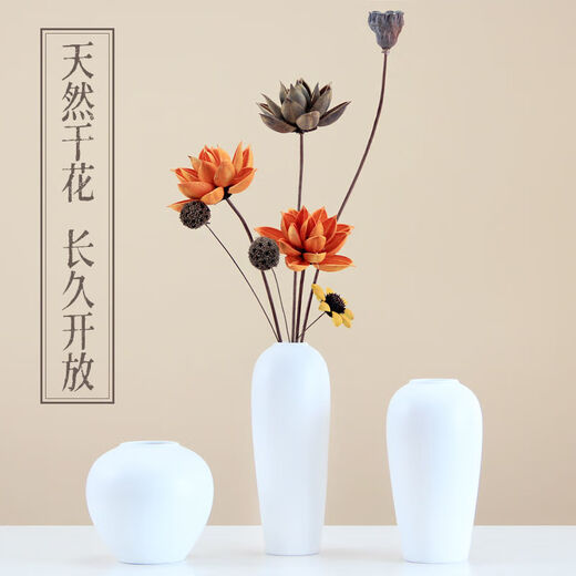 Love the bouquet of dried flowers, real flowers, dried lotus roots, natural decoration ornaments, lotus pods, flower arrangement, living room decoration, Buddhist Zen lotus, dried flower combination 1105 (without vase)