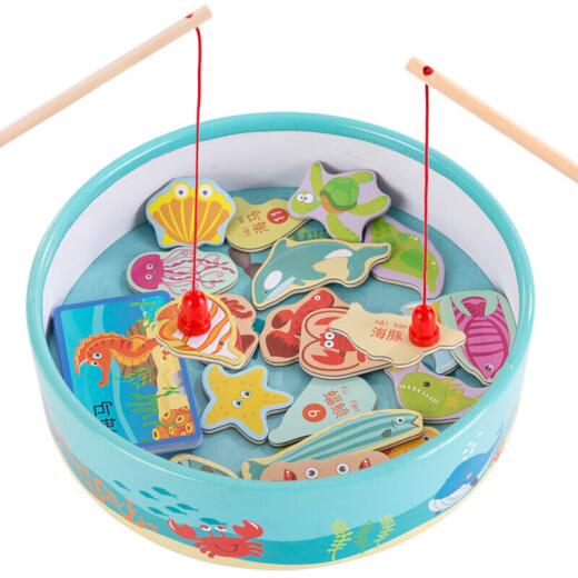 Fuhaier Wooden Magnetic Fishing Educational Toys for Infant Boys and Girls Intellectual Early Education Enlightenment 1 Development 2 Two 3 Years Old 4 Baby