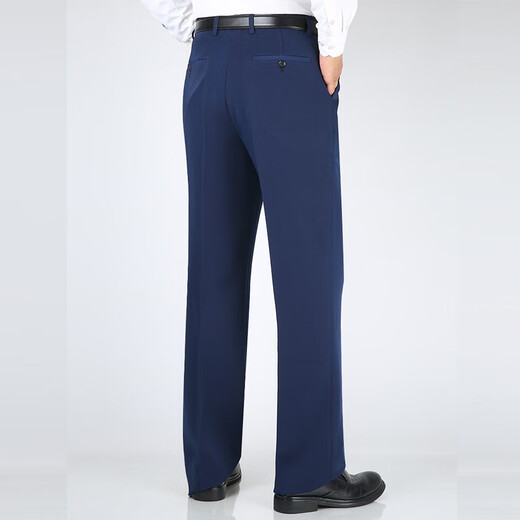 
Park Qi summer thin men's droop free ironing trousers high waist straight loose casual pants business middle-aged suit men's pants [Spring and Autumn Thick] 683 royal blue 33 size 2 feet 6 waist circumference