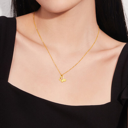 Liufu Jewelry Foot Golden Spirit Butterfly Hollow Butterfly Gold Necklace Set Chain Gift Priced GDGTBN0041 3.48 grams (including labor cost 675 yuan)