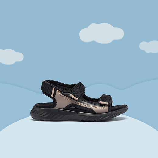 ECCO Children's Shoes Summer Beach Breathable Children's Sandals Fit 712162 Taupe/Black 71216260425 Size 31