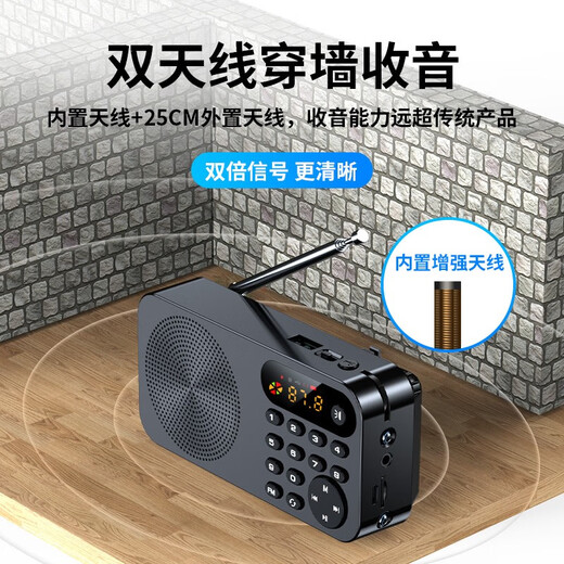 Keling F5 radio for the elderly, semiconductor FM radio, mini portable storytelling machine for the elderly, charging plug-in card, small audio and walkman player, level 4 and 6 English radio, China Red + 8G card containing 3500 songs and operas