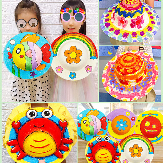 Green Graffiti Paille Hat + accessoires Ensemble de 5 pièces de peinture de jouets d'extérieur pour enfants