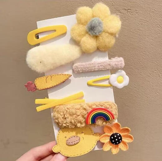 Furui milk coffee plush hair clip Internet celebrity 2025 new bangs side clip headwear autumn and winter hair clip female cute bb Bosong 10-piece set