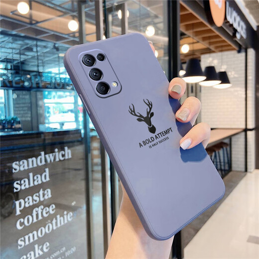 [with tempered film] Taras is suitable for opporeno5 mobile phone case universal Reno5k 5G full-inclusive liquid silicone soft shell anti-fall protective case reno5/5k [universal] Lavender gray [with tempered film]